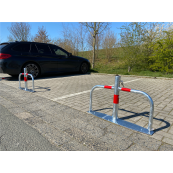 Car-park barrier | foldable, with Euro | profile lock cylinder | hot-dip galv. / red refl. stripes